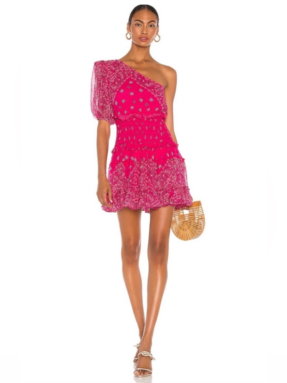 Revolve Rococo Sand Romani One Shoulder
Bandana paisley Print Dress Hot pink S